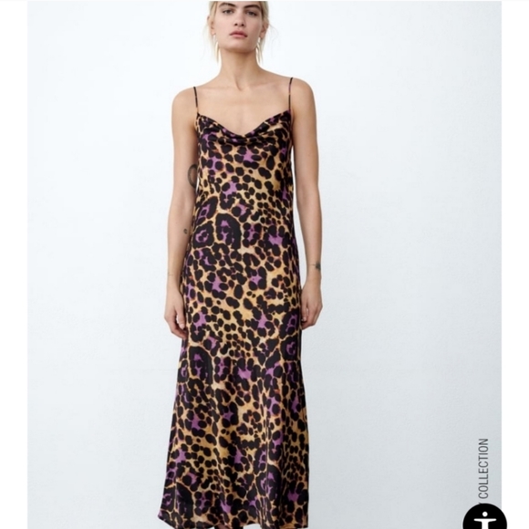 Zara Satin Effect Leopard Print Dress - Picture 15 of 15